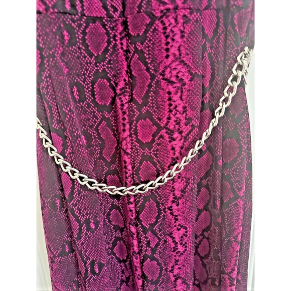 Michael Kors Women's Snakeskin-Print Chain-Belt Sleeveless Midi Dress Fuchsia S - Picture 14 of 15